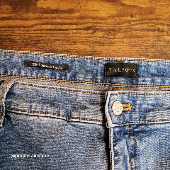 Talbots Jeans 22 W Straight High Rise Tummy Control Medium Light Wash Stretch - Picture 4 of 11